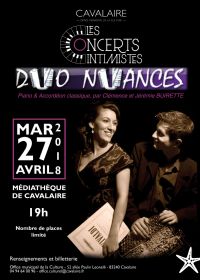 Concert Duo Nuances piano et accordéon avec Clémence et Jérémie Buirette. Le vendredi 27 avril 2018 à cavalaire sur mer. Var.  19H00